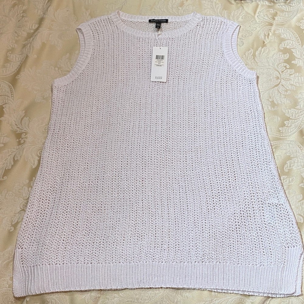 NWT Eileen Fisher Sleeveless crewneck Tunic in white
